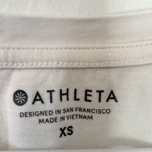 Athleta Dotted Crew Neck Cotton Blend Athletic White Muscle Tank Top - Picture 5 of 5